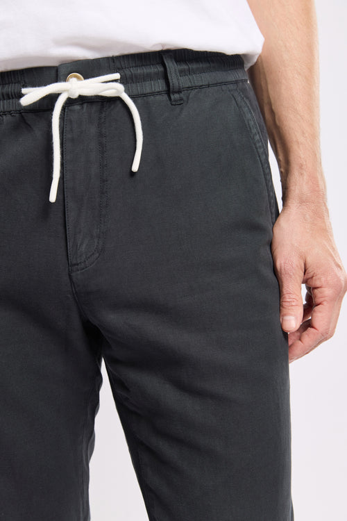 Pantalon taille élastique DOMINO - lin et coton - Bermudes - 2