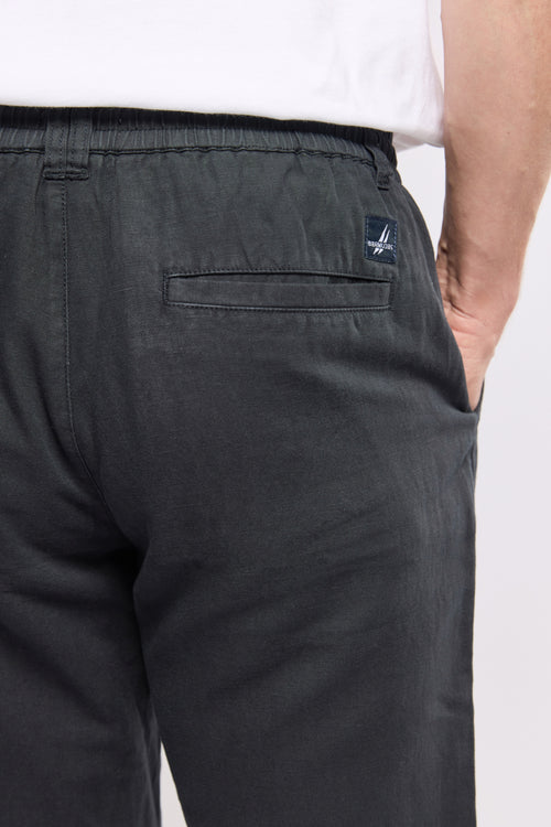 Pantalon taille élastique DOMINO - lin et coton - Bermudes - 4