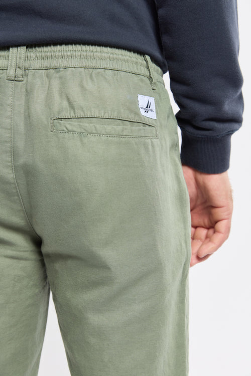 Pantalon taille élastique DOMINO - lin et coton - Bermudes - 4