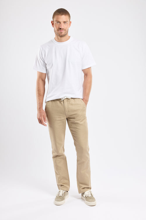 Pantalon taille élastique DOMINO - lin et coton - Bermudes - 1