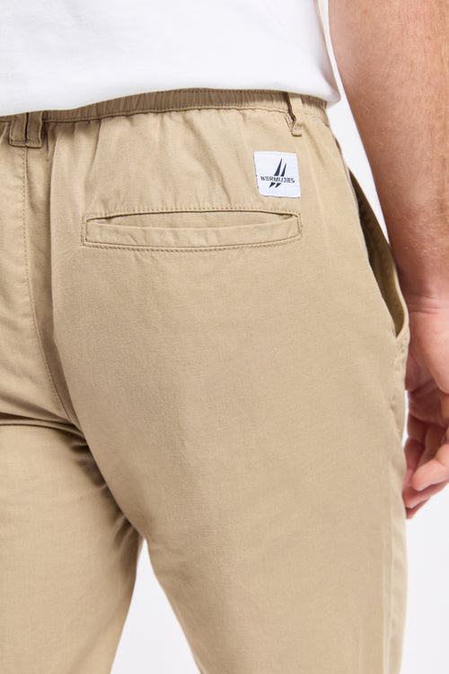 Pantalon taille élastique DOMINO - lin et coton - Bermudes - 4