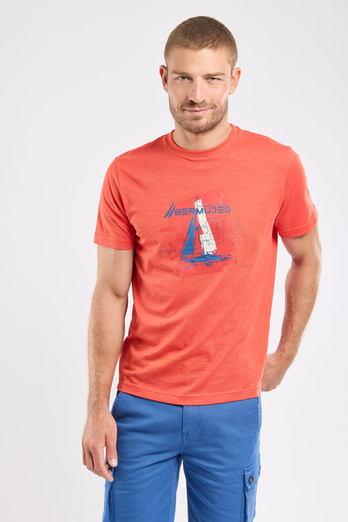 T-shirt sérigraphié VEHOURA - coton léger - Bermudes - 1