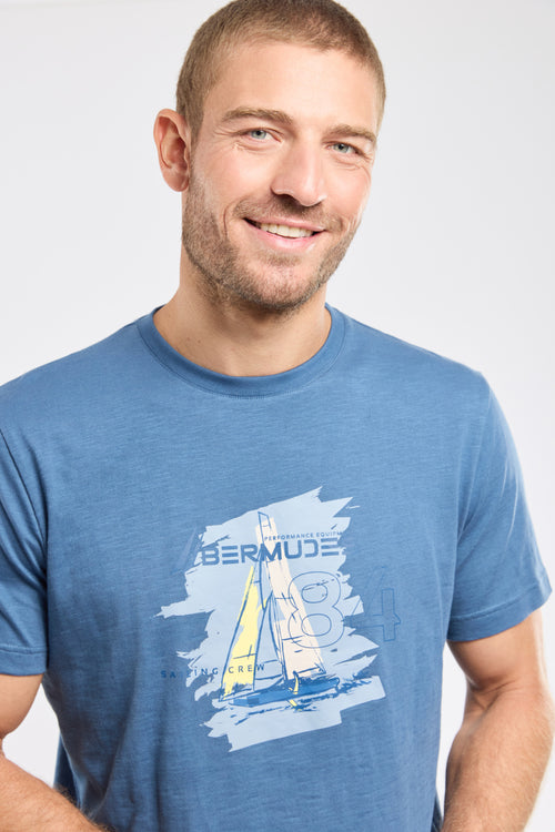 T-shirt sérigraphié VEHOURA - coton léger - Bermudes - 1